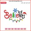Santa and Reindeer Embroidery Design File | Holiday Believe Christmas Machine Pattern