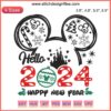 Disney Happy New Year 2024 Embroidery Design: Mickey Mouse Head with festive elements. Ideal for machine embroidery projects.