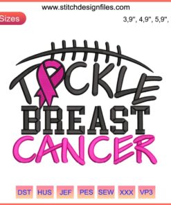 Pink Ribbon Football Embroidery Design: Breast Cancer Fundraiser, Machine Embroidery, Tackle Cancer, Awareness, Digital Pattern.