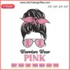 Messy Bun Pink Ribbon Embroidery Design: Breast Cancer Awareness, Warriors Wear Pink Theme.