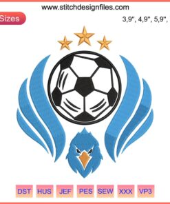 Modern Flying Eagle Soccer Logo Embroidery; Dynamic Eagle Football Design File; Machine Embroidery Sports Emblem.