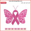 Breast Cancer Butterfly Embroidery Design: Pink Ribbon, Machine File, Awareness, Inspire, Craft, Sew.