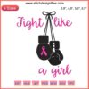 Pink Ribbon Boxing Gloves Embroidery Design | Breast Cancer Awareness | Fight Like A Girl Digital File