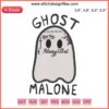 Ghost Malone Halloween Embroidery: "Stay Away Always Tired" spooky ghost design, digital machine pattern for creepy crafting.