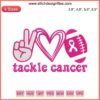 Peace Love Football Tackle Cancer Embroidery Design with Pink Awareness Ribbon and Cancer Quote. Support Cancer Awareness.