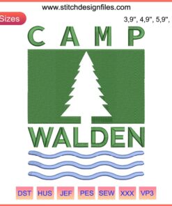 Camp Walden Parent Trap Embroidery Design: Iconic Camping Life, Perfect for Machine Embroidery Enthusiasts & Fans. Vintage Style.