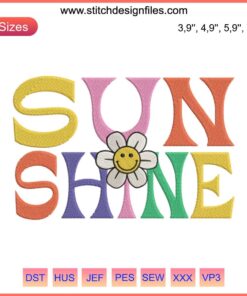 Smiley Face Daisy Embroidery Design - Sunshine Fresh Flowers | Machine Embroidery Pattern | Cheerful Floral Motif