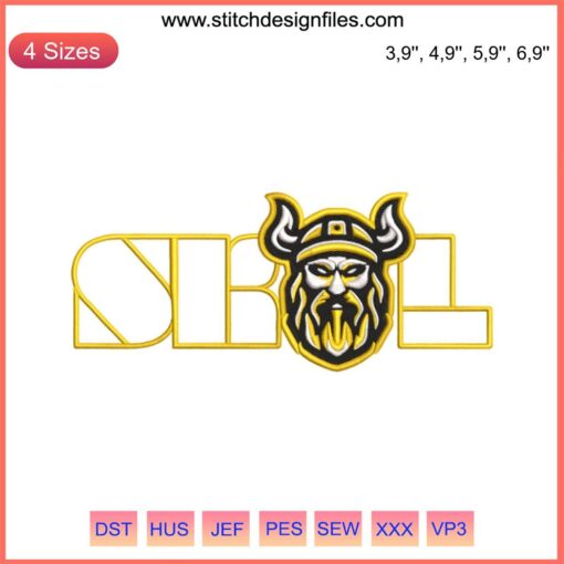 Minnesota Pride Embroidery File: Nordic pattern with Minnesota state and Scandinavian symbols for trendy crafts and apparel.