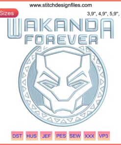 Black Panther Marvel Embroidery Design | Wakanda Forever | Machine File | Iconic African Pattern | Superhero Textile Art