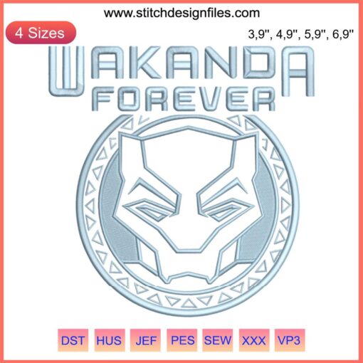 Black Panther Marvel Embroidery Design | Wakanda Forever | Machine File | Iconic African Pattern | Superhero Textile Art