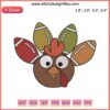 Thanksgiving turkey embroidery with a football helmet; fun gift design for football fans.