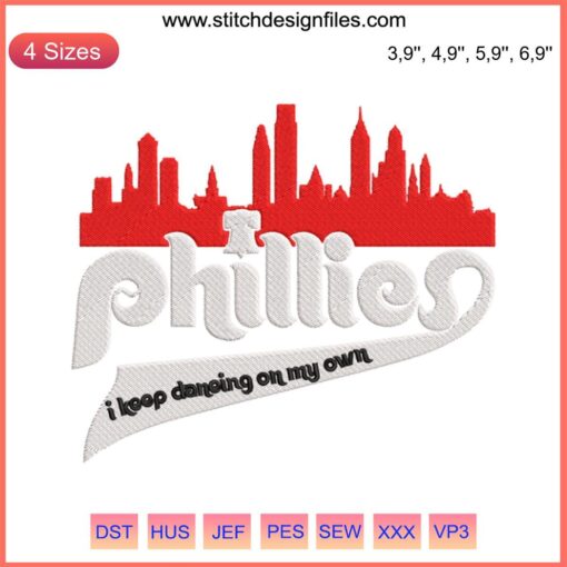Phillies Baseball Embroidery Design: Philadelphia Baseball Fans Machine Stitch Pattern with Iconic Team Elements