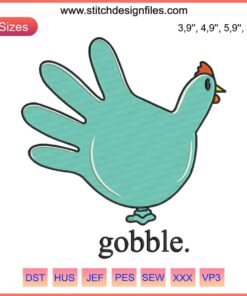 Gobble Turkey Thanksgiving Embroidery File - Hand Turkey Balloon Funny Gift Design, Festive Digital Art for DIY Projects