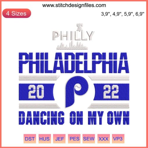 Philly Philadelphia 2022 Baseball Embroidery - Dancing On My Own Design featuring intricate baseball-themed pattern.