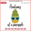 Humorous pineapple anatomy embroidery design, cute fruit gift, digital file showcasing quirky sections like "spiky crown" and "juicy core".