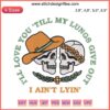 Humorous embroidery design file: I'll Love You 'Till My Lungs Give Out with lion illustration. Fun, unique craft pattern.