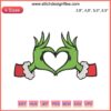 Whoville Heart Hands Embroidery - Funny Santa Christmas design with heart symbol for festive crafts and projects.
