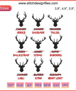 Christmas Reindeer Embroidery Design | Deer Hunter Santa's Reindeer Machine Pattern | Festive Christmas Embroidery File