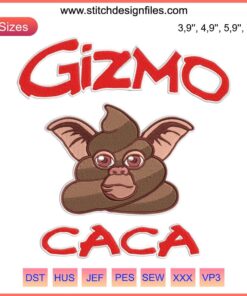Gizmo Caca Gremlins Movie Comedy Embroidery Design | Horror Films Machine Embroidery File | Fun Pop Culture Stitch Pattern
