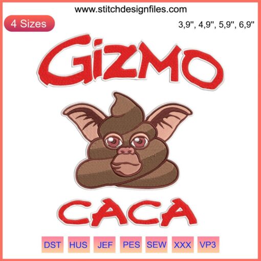 Gizmo Caca Gremlins Movie Comedy Embroidery Design | Horror Films Machine Embroidery File | Fun Pop Culture Stitch Pattern