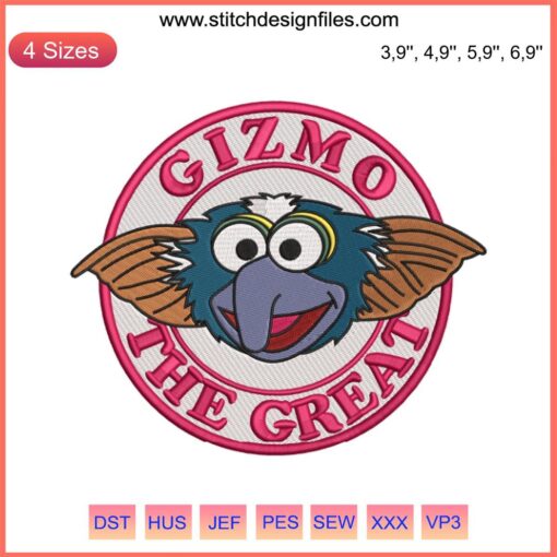 Gizmo The Great Logo Embroidery: Cute Kid Gifts, Gremlins Movie Machine Design, Colorful Illustration, Unique Embroidered Patch.