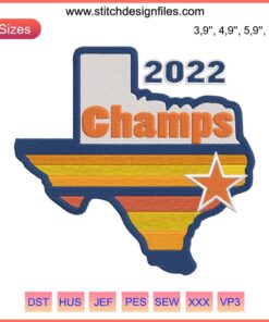 Houston Astros 2022 Champions Texas Map Embroidery Design File - Iconic MLB Sport Machine Pattern for Fans.