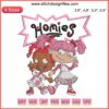 Colorful Homies Rugrats embroidery featuring WNBA Pinksicle theme, pairs with Jordan 5 Retro sneakers for trendy coordination.