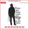 Rip Wheeler Yellowstone embroidery design: "Every Girl Needs A Little Rip In Her Jeans" text with stylish denim-themed graphics.