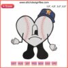 Baseball Bad Bunny Sad Heart Embroidery featuring Houston Astros logo, vibrant sport machine design on fabric.