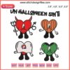 Bad Bunny Sad Heart Embroidery: Purple and orange design featuring spooky eyes, bats, heart; perfect for Halloween fans.