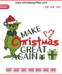 Grinch Trump Xmas Embroidery: "Make Christmas Great Again" – Funny Holiday Gift, Perfect Blend of Politics & Humor