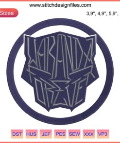 Chadwick Boseman Black Panther embroidery design, Wakanda Forever theme, Marvel-inspired digital file.