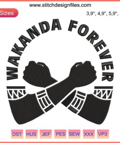 Wakanda Forever Embroidery: Marvel Black Panther 2022 Design, Black Panther Mask, Tribal Patterns, Vibrant Text, Trending Decor