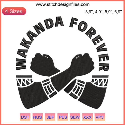 Wakanda Forever Embroidery: Marvel Black Panther 2022 Design, Black Panther Mask, Tribal Patterns, Vibrant Text, Trending Decor