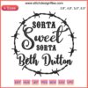 Western-style embroidery featuring "Sorta Sweet Sorta Beth Dutton" in yellow font, inspired by Yellowstone country themes.