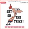 Phineas Flynn riding trike embroidery design, vibrant Phineas and Ferb TV series art, kid-friendly digital pattern.