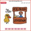 Duck holding fresh lemonade with text 'Got Any Grapes?' in vibrant embroidery; The Duck Song inspired funny machine design.