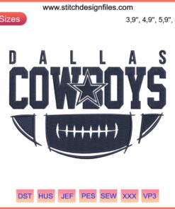 Dallas Cowboys NFL Football Team Embroidery Design File | American Football Logo Machine Pattern