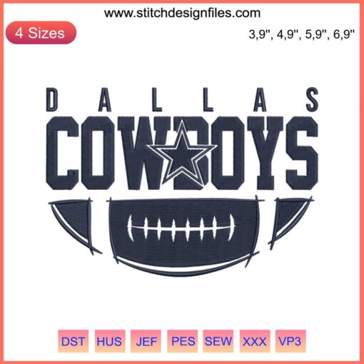 Dallas Cowboys NFL Football Team Embroidery Design File | American Football Logo Machine Pattern