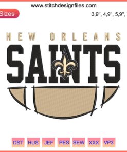 New Orleans Saints Logo Embroidery File | NFL Football Design for Machine Embroidery