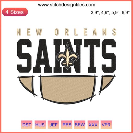 New Orleans Saints Logo Embroidery File | NFL Football Design for Machine Embroidery