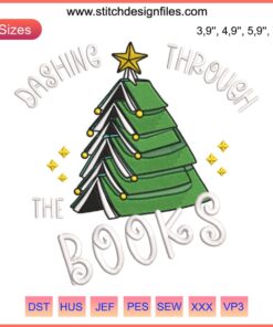 Christmas embroidery design featuring a tree with "Merry Christmas" text, ideal for festive decor projects.
