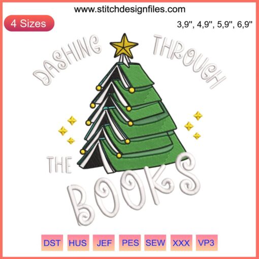 Christmas embroidery design featuring a tree with "Merry Christmas" text, ideal for festive decor projects.