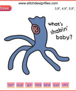 Coraline Squid Embroidery design: Vibrant machine embroidery featuring a whimsical squid from Coraline movie. Playful, intricate pattern.