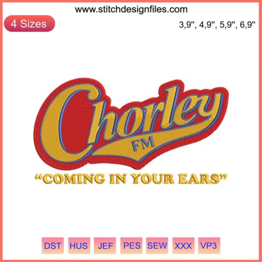 Chorley FM Coming In Your Ears Embroidery Design | Peter Kay Phoenix Nights Inspired Machine Sewing Artwork