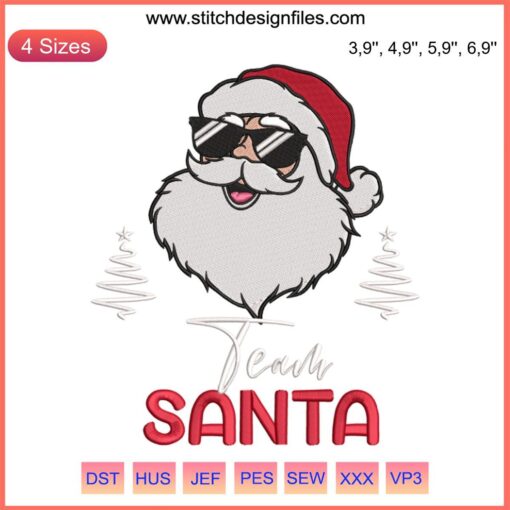 Team Santa Christmas Squad Embroidery Design | Festive Family Santa Squad Funny Xmas Machine Stitching File