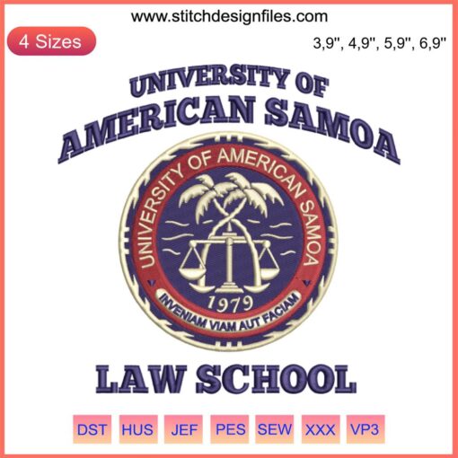 University of American Samoa Law School Embroidery Design | Lawyer Gift | Unique Machine Stitching | Legal Profession Keepsake