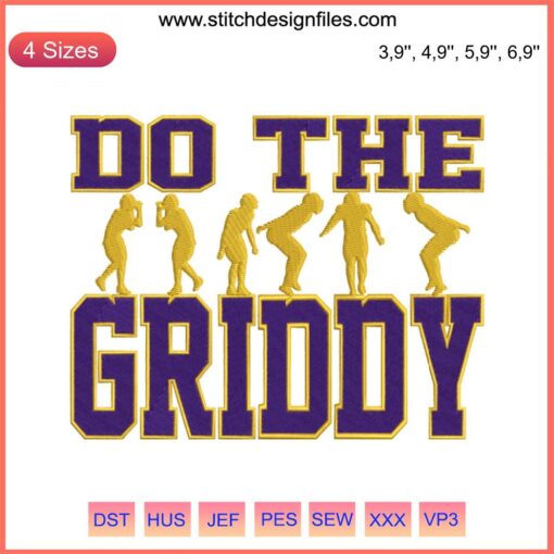 Griddy Dance Football Embroidery Design: Dynamic football player performing Griddy dance; perfect for machine embroidery projects.