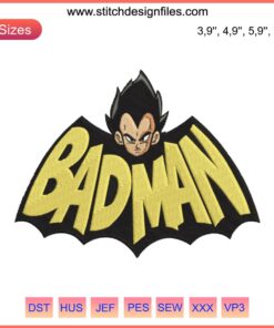 Badman Vegeta Embroidery: Dragon Ball Z Anime Meets Batman Parody Design, Unique Cosplay Patch for Collectors & Fans