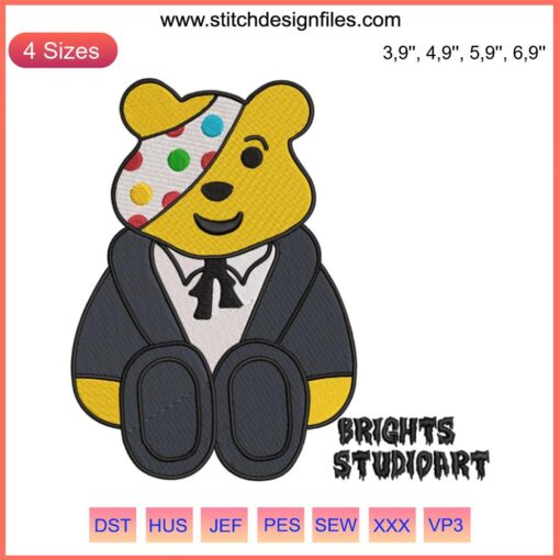 Doctor Pudsey Bear Embroidery Design | BBC Children In Need 2022 | Machine Embroidery File | Cute Doctor Theme Pattern